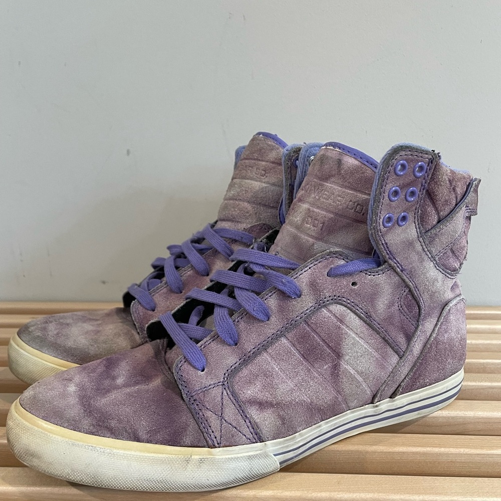 Supra Skytop Chad Muska High Top Skate Purple Tie Dye Suede, Mens Sz 11.5